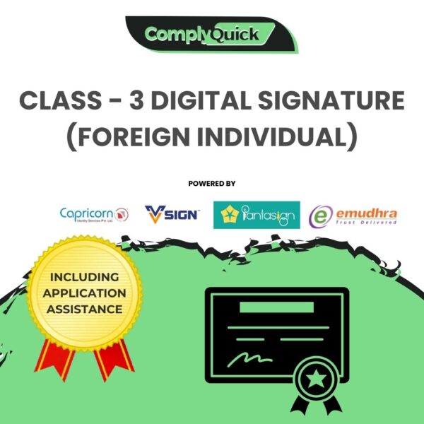 Class 3 Foreign Individual Digital Signature only (Without USB token)